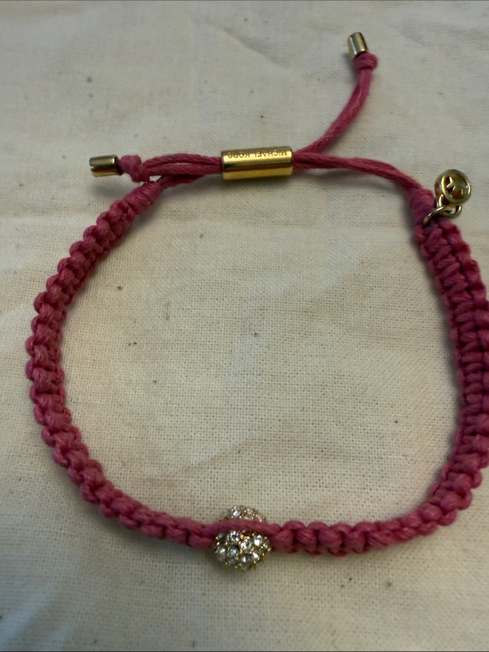 Michael Kors Pink Braided Cord Bracelet with Crystal Pavé Accent